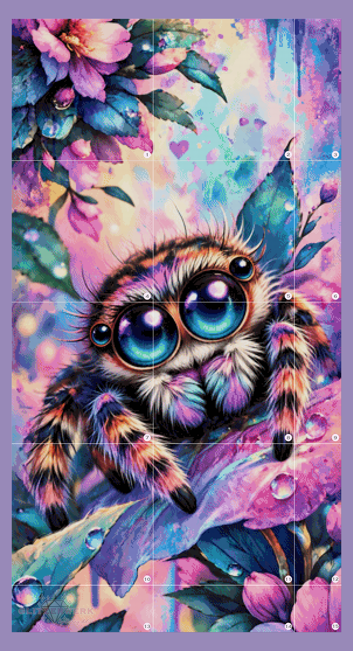 Jumping Spider by Tiki_DIAMONDS.ai 70x130cm 140 Farben