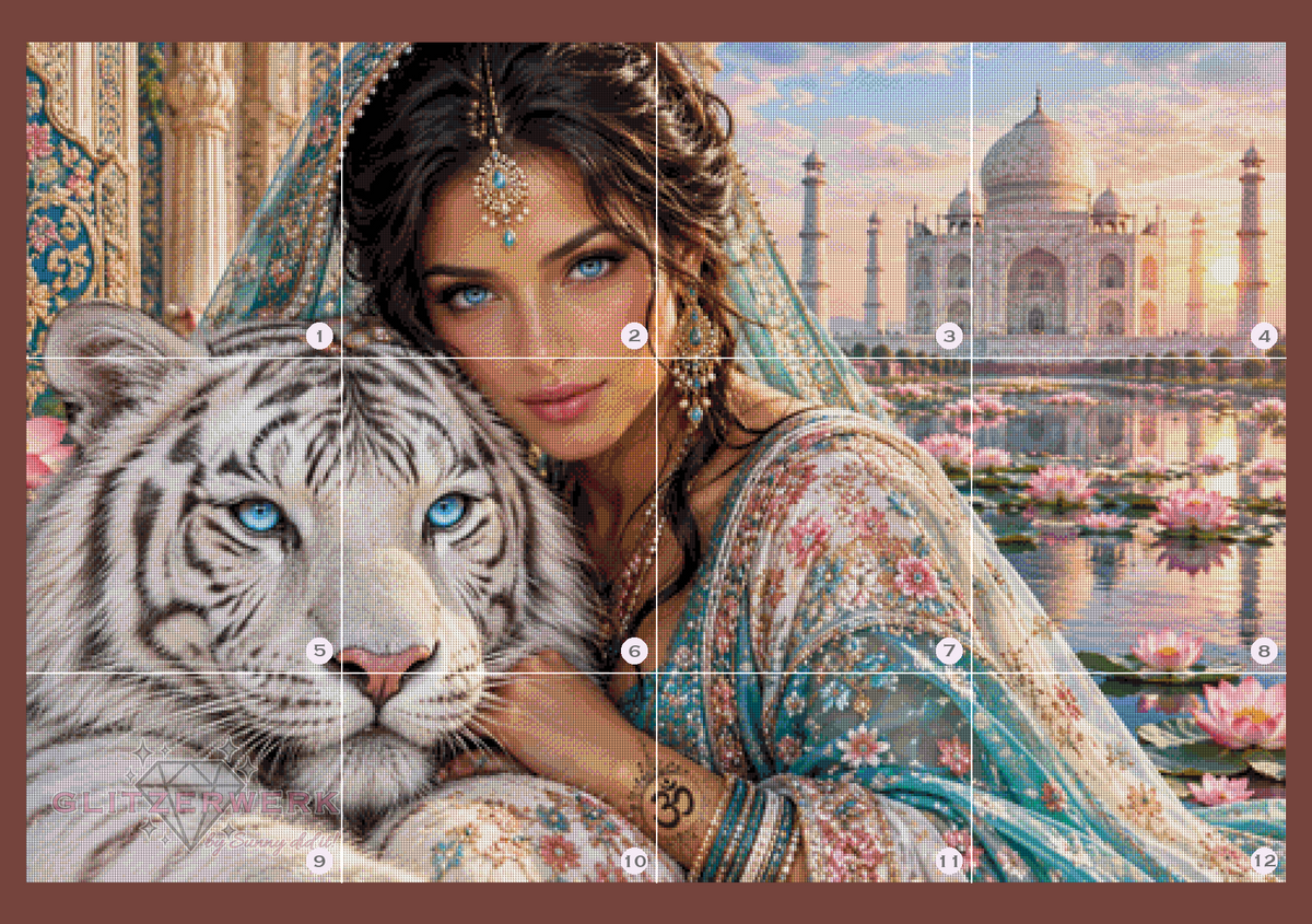 Zwei Seelen vor dem Taj Mahal by Kaira AI Art 120x80cm 165 Farben
