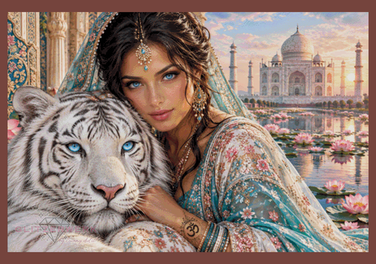 Zwei Seelen vor dem Taj Mahal by Kaira AI Art 120x80cm 165 Farben