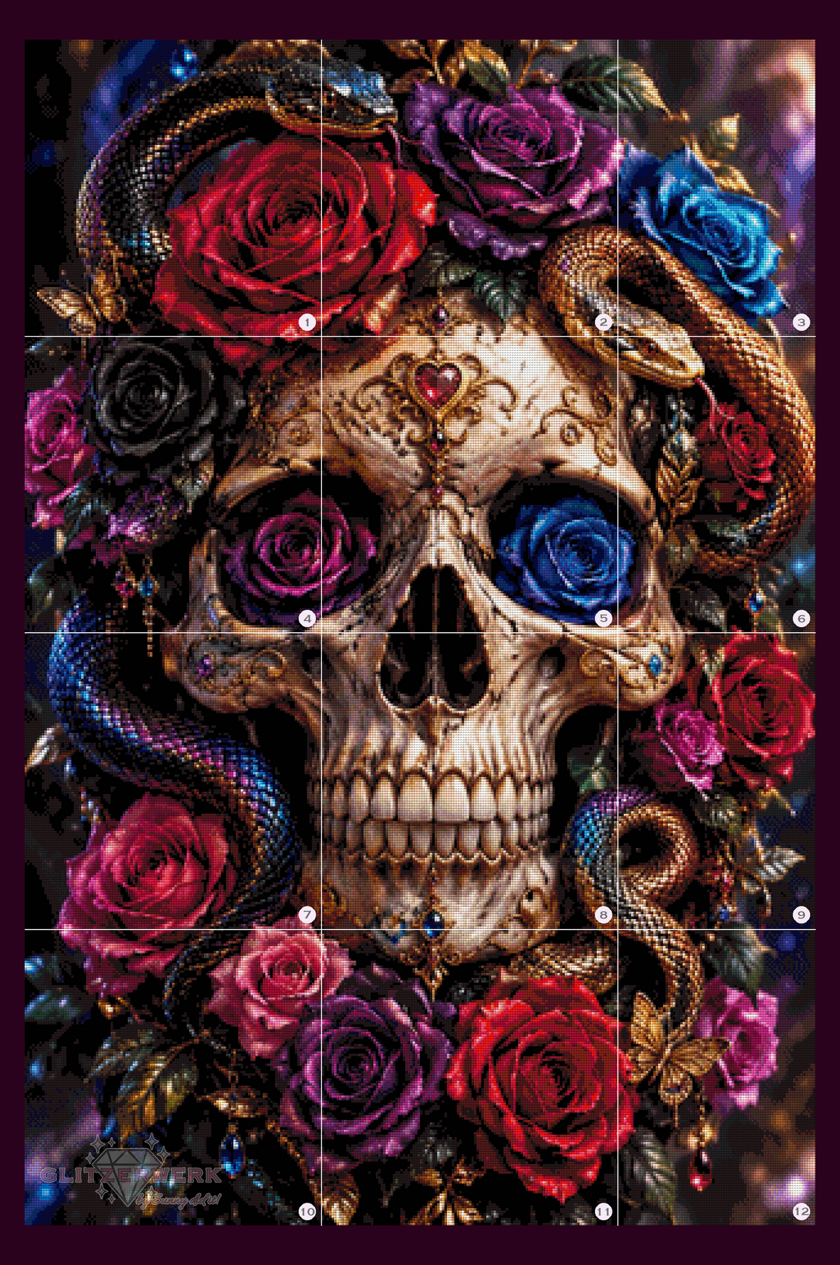 Skull of Roses by Silvia-ki 80x120cm 175 Farben
