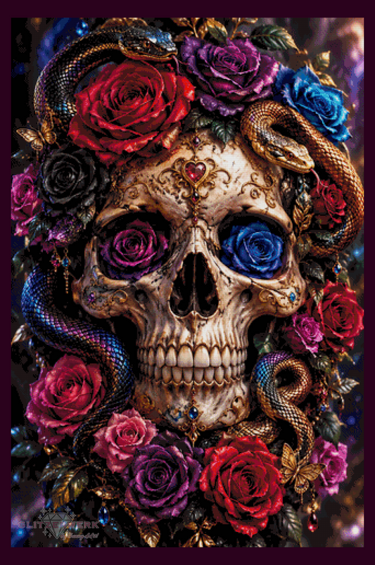 Skull of Roses by Silvia-ki 80x120cm 175 Farben