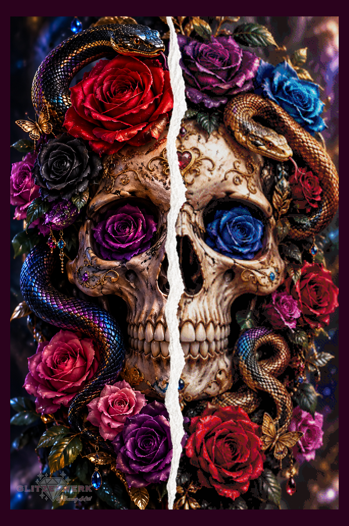Skull of Roses by Silvia-ki 80x120cm 175 Farben