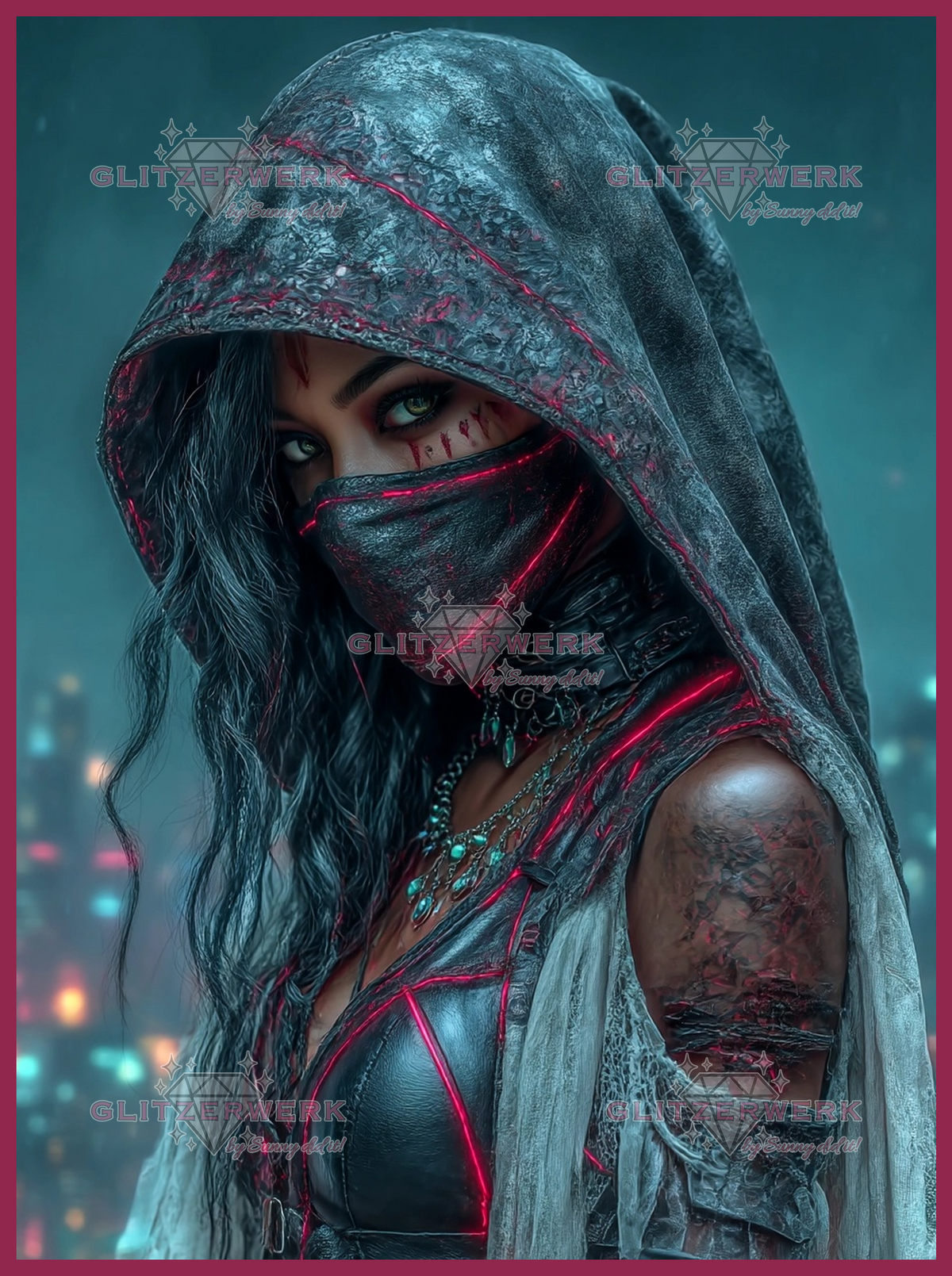 Schattenkriegerin by Sandrietta_ai 85x115cm 100 Farben