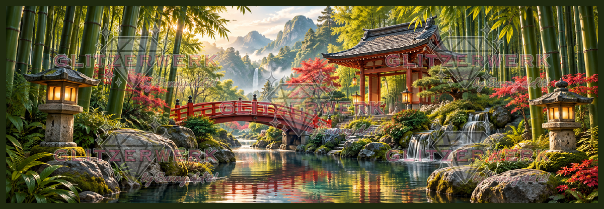 Der rote Brückenpfad by Funkelreich 150x50cm 145 Farben