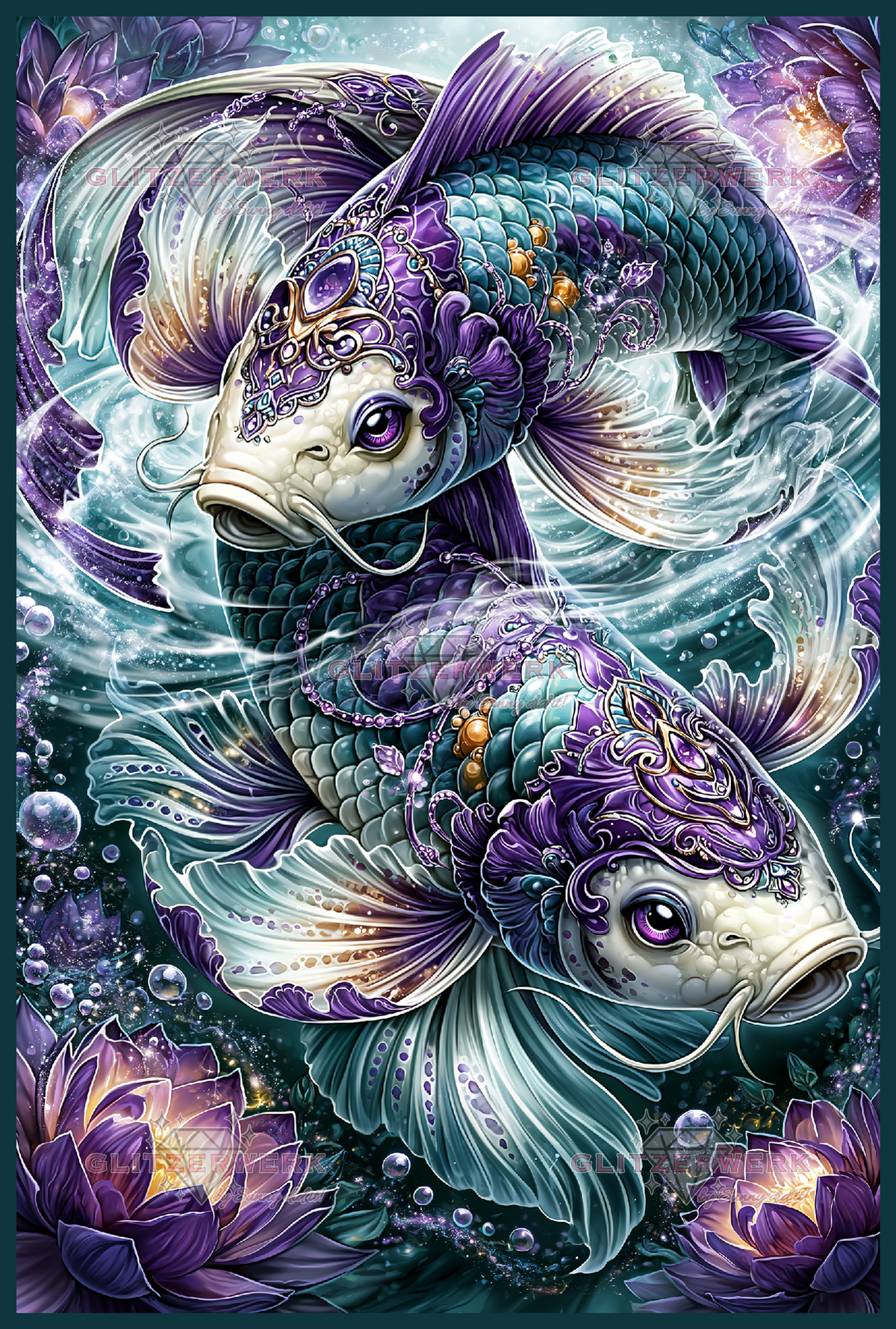 Tanz der Koi by Funkelreich 80x120cm 120 Farben