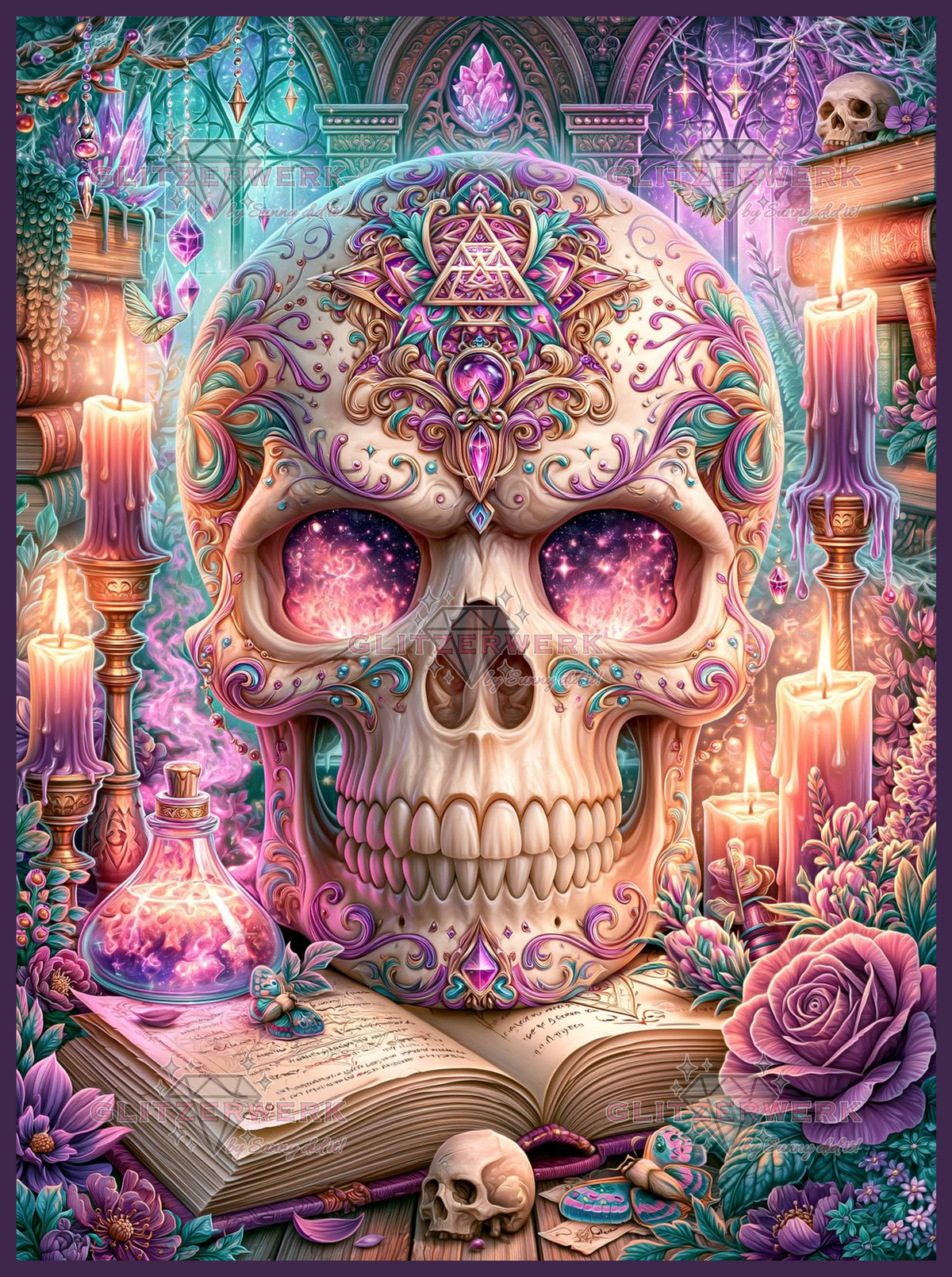 Crystal Skull Magic by Funkelreich 85x115cm 150 Farben
