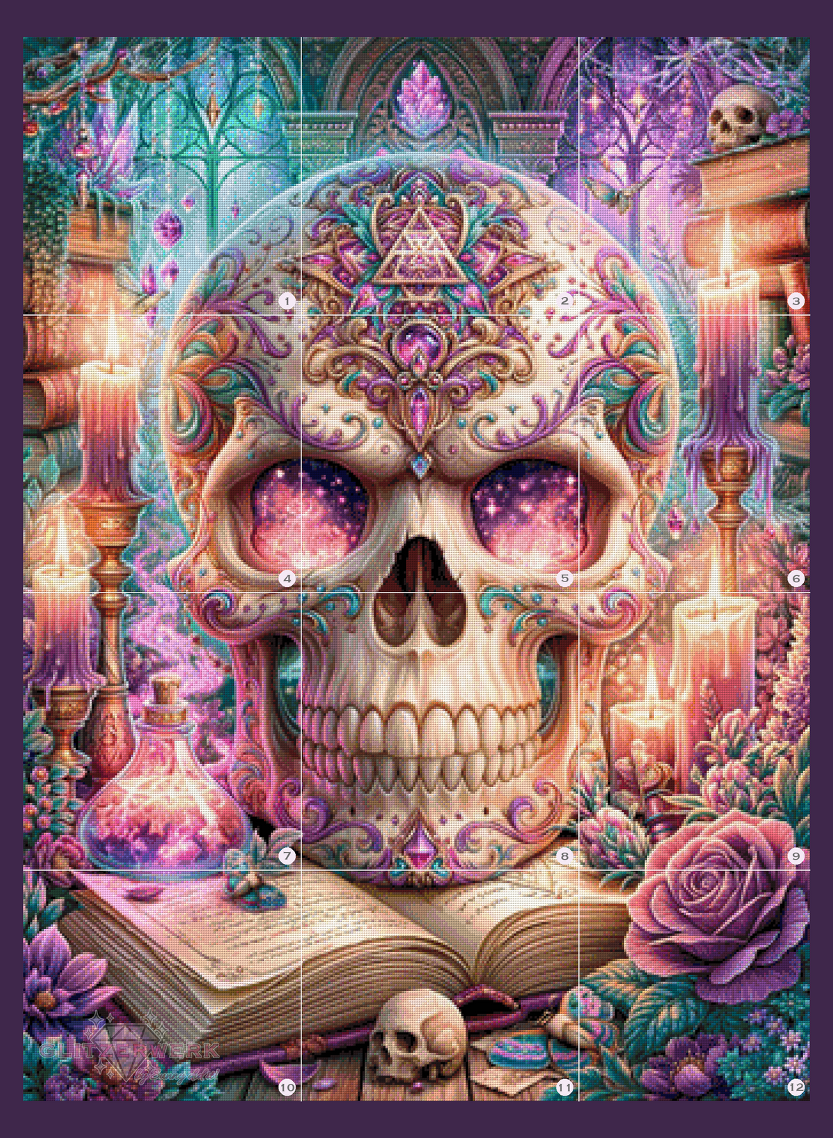 Crystal Skull Magic by Funkelreich 85x115cm 150 Farben