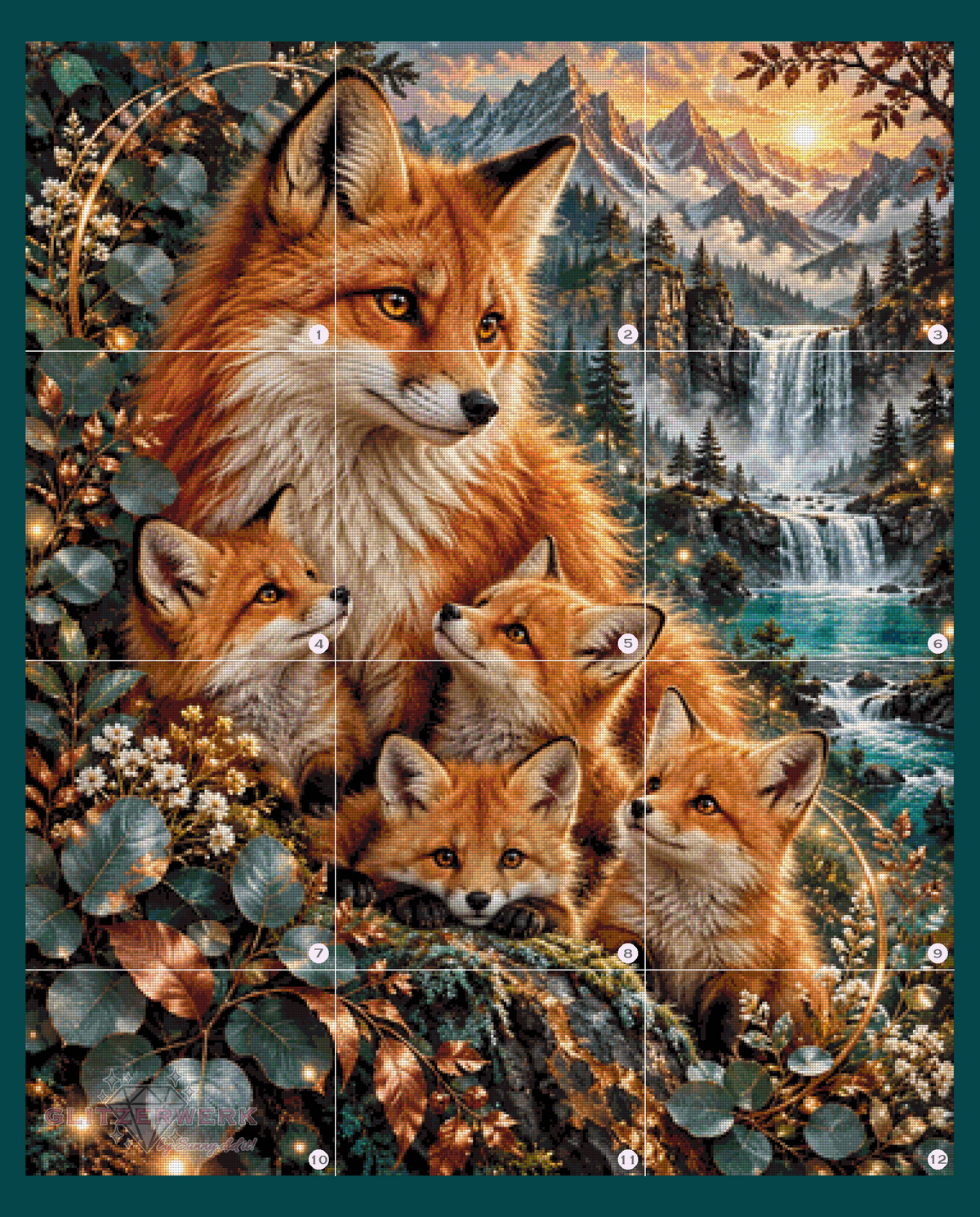 Kleine Fuchsfamilie by Funkelreich 90x110cm 155 Farben