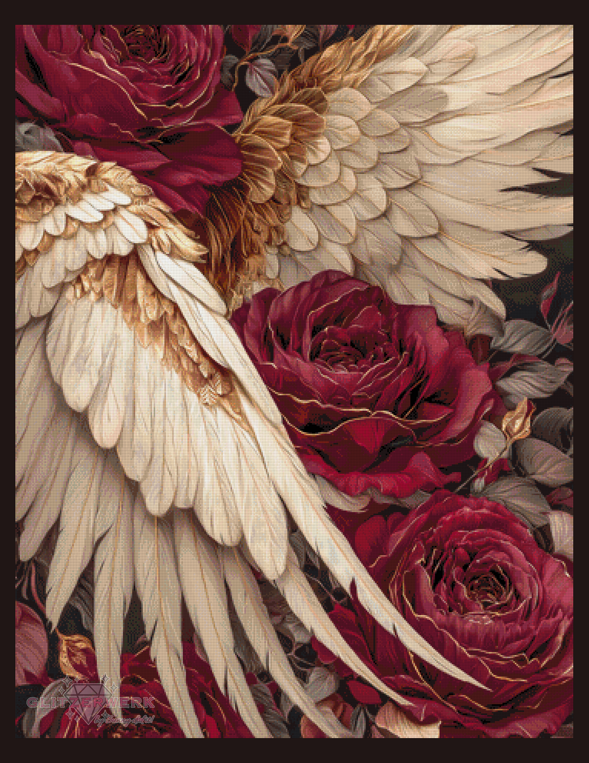 Rosenflügel 3.0 by Funkelreich 90x115cm 115 Farben mit 9x Sondersteinen