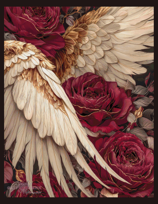 Rosenflügel 3.0 by Funkelreich 90x115cm 115 Farben mit 9x Sondersteinen