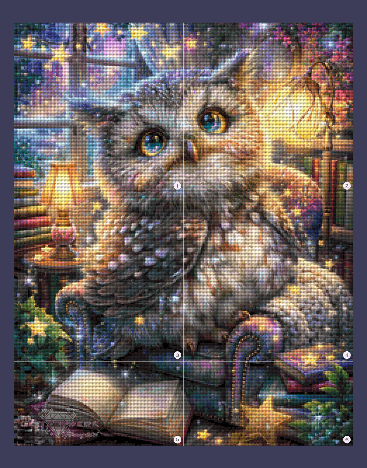 Der kleine Sternenbibliothekar by Sweet_Loco_AI 60x75cm 110 Farben mit 5x Sondersteinen