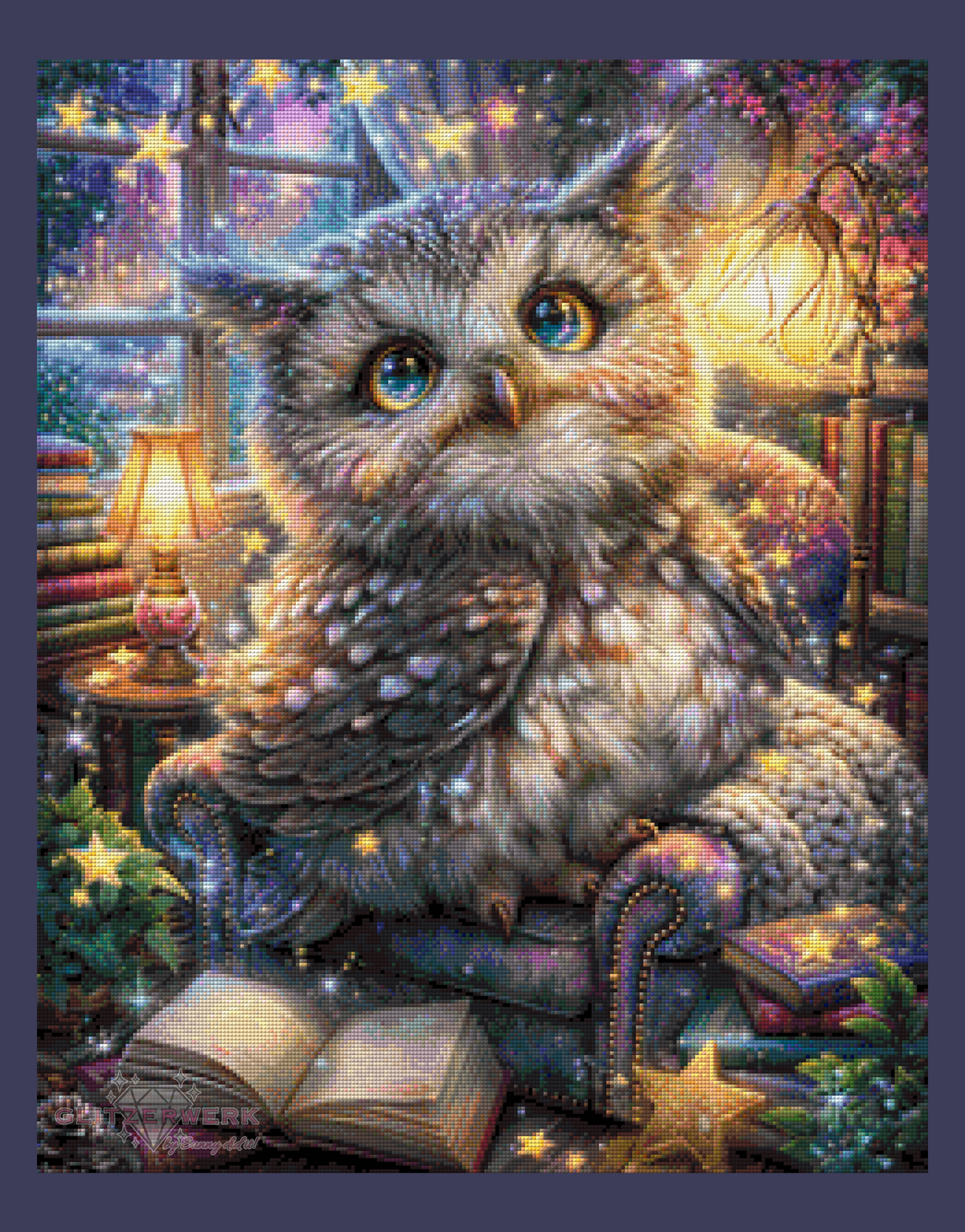 Der kleine Sternenbibliothekar by Sweet_Loco_AI 60x75cm 110 Farben mit 5x Sondersteinen