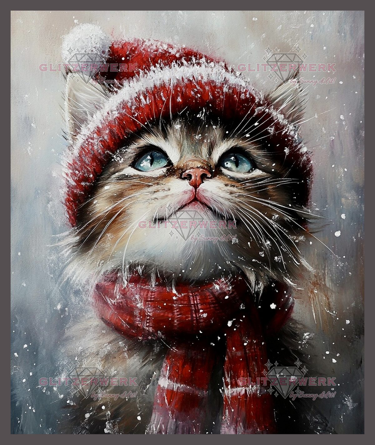 Winter Kitty by CaroFelicia 50x65cm 110 Farben