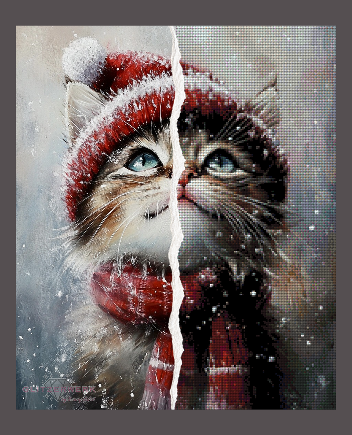 Winter Kitty by CaroFelicia 50x65cm 110 Farben