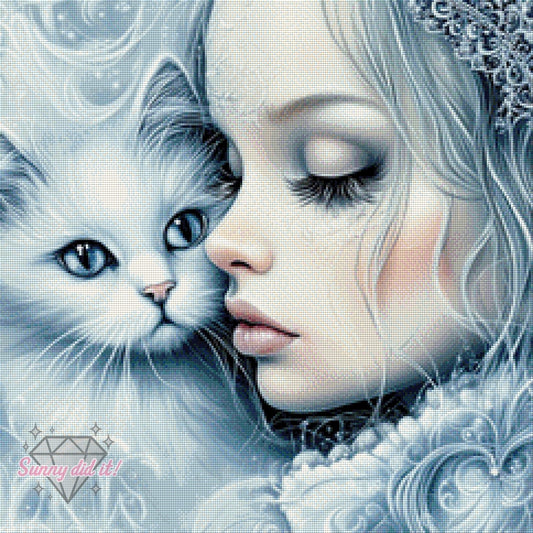 Frost Kitty Love by Cre8tive Diamond Art